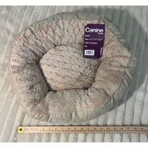 Canine Trends Bagel Pet Bed Tan Faux Fur Bolster Round Small Dog Cat 18in NEW